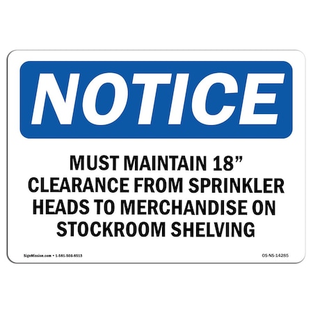 OSHA Notice, 12 Height, Rigid Plastic